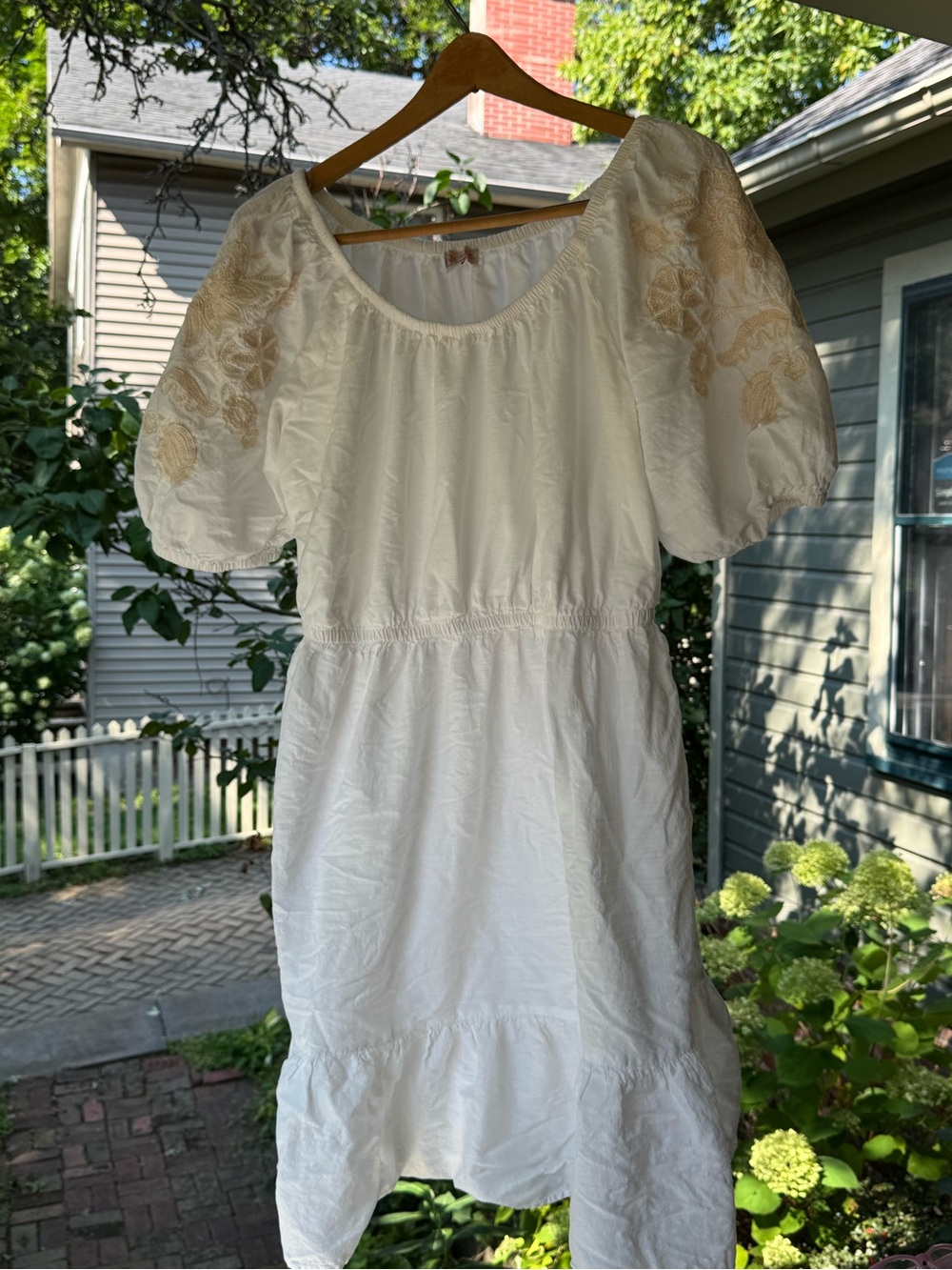 Knox Rose White Midi Dress with Cream Floral Embroidery